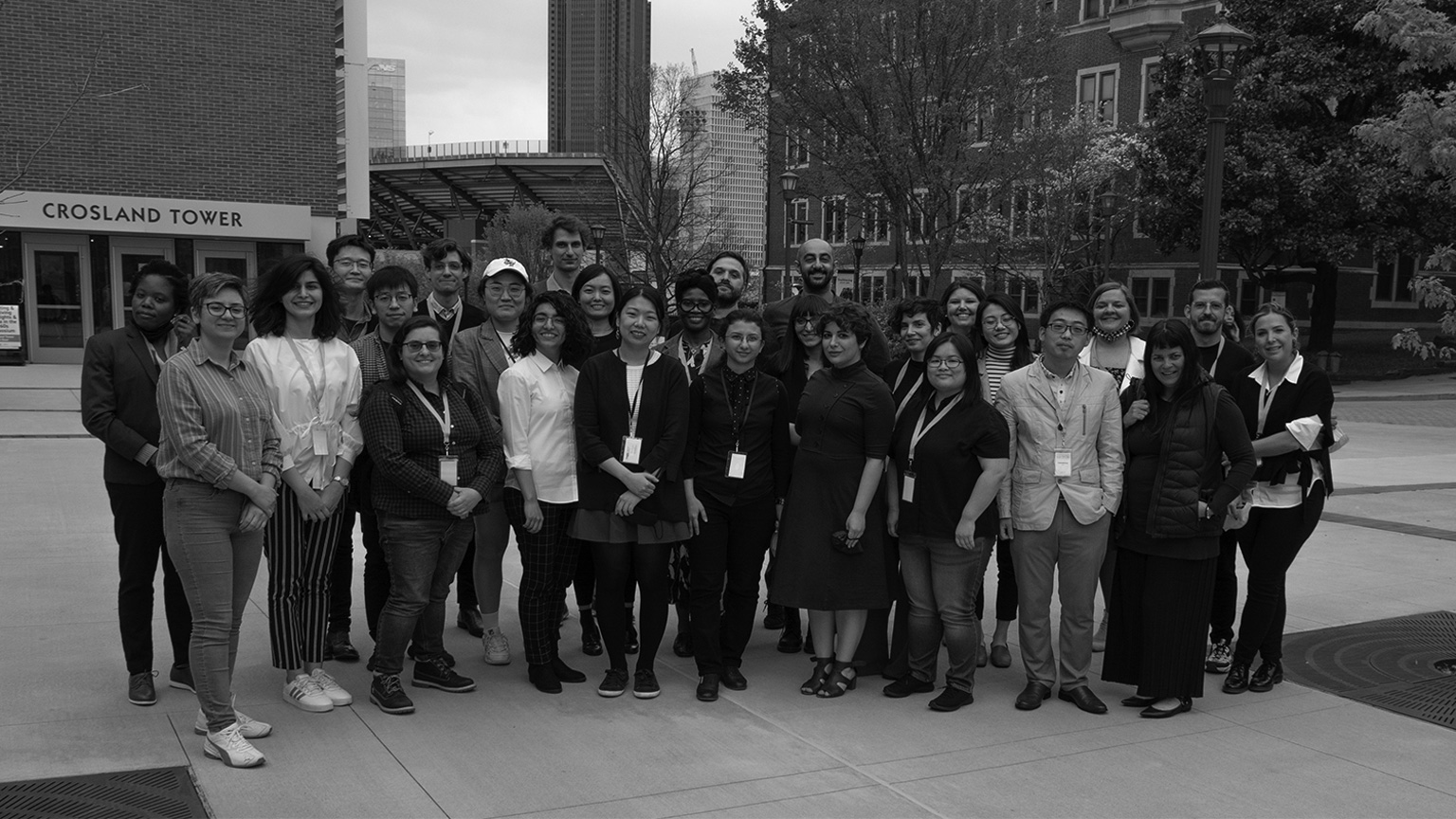 Black-and-white group photo of participants in the second ConCave Ph.D. Symposium, April 8, 2022